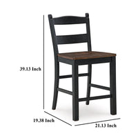 Becy Counter Height Chair Set of 2, 24 Inch, Black and Brown Wood -BM328193
