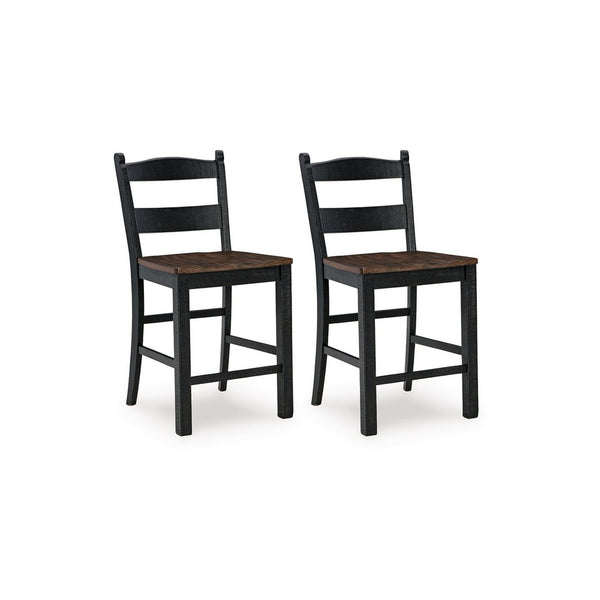Becy Counter Height Chair Set of 2, 24 Inch, Black and Brown Wood -BM328193