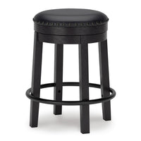Becy Counter Height Swivel Stool, 24 Inch, Black Faux Leather Seat -BM328194