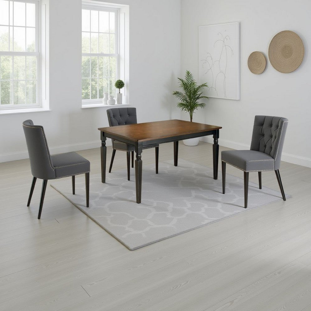Vilo Dining Table, 60 Inch Brown Rectangular Wood, Black Turned Legs -BM328199