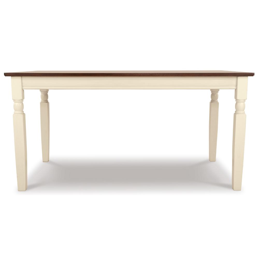 Borg Dining Table, 60 Inch Rectangular Brown Wood, White Turned Legs -BM328202