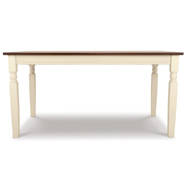Borg Dining Table, 60 Inch Rectangular Brown Wood, White Turned Legs -BM328202