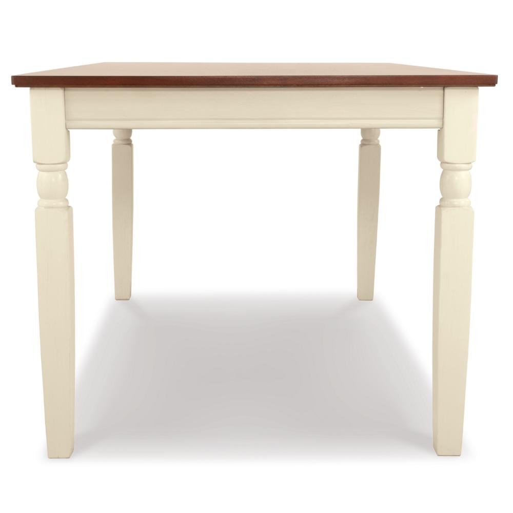 Borg Dining Table, 60 Inch Rectangular Brown Wood, White Turned Legs -BM328202
