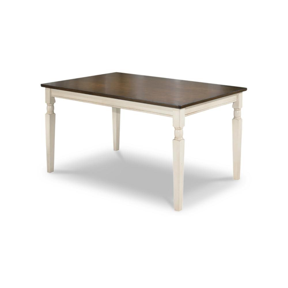 Borg Dining Table, 60 Inch Rectangular Brown Wood, White Turned Legs -BM328202