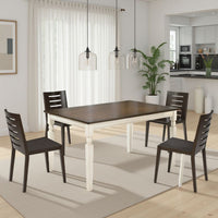 Borg Dining Table, 60 Inch Rectangular Brown Wood, White Turned Legs -BM328202