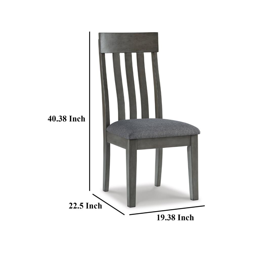 Haly Dining Side Chair Set of 2, Solid Wood Gray Frame, Fabric Seat -BM328204