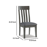 Haly Dining Side Chair Set of 2, Solid Wood Gray Frame, Fabric Seat -BM328204