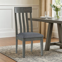 Haly Dining Side Chair Set of 2, Solid Wood Gray Frame, Fabric Seat -BM328204