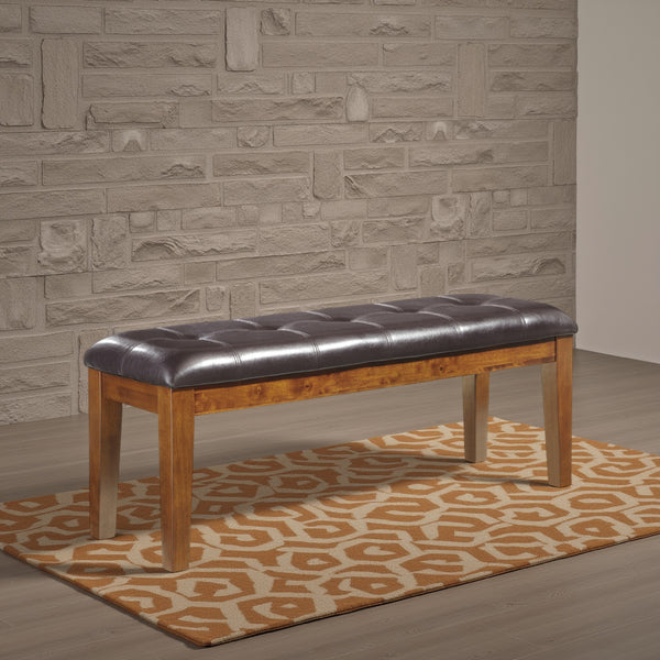 Raly Dining Bench, 50 Inch, Plush Tufted Faux Leather Seat, Brown -BM328206