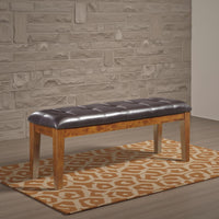 Raly Dining Bench, 50 Inch, Plush Tufted Faux Leather Seat, Brown -BM328206