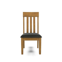Raly Dining Side Chair Set of 2, Brown Faux Leather Seat, Slated Back -BM328207