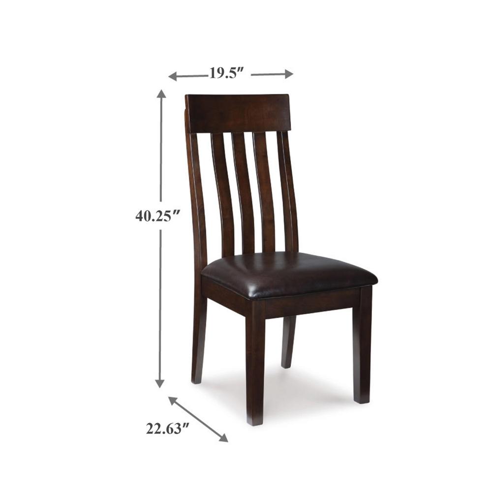 Raly Dining Side Chair Set of 2, Brown Faux Leather Seat, Slated Back -BM328207