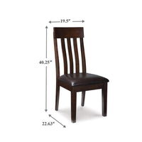 Raly Dining Side Chair Set of 2, Brown Faux Leather Seat, Slated Back -BM328207