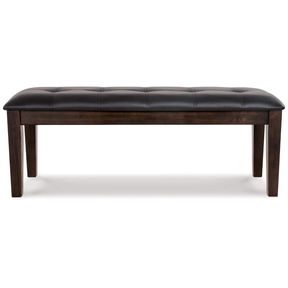 Hado Dining Bench, 49 Inch, Tufted Faux Leather Seat, Dark Brown -BM328212