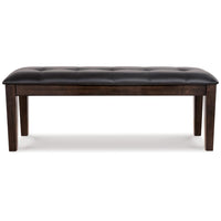 Hado Dining Bench, 49 Inch, Tufted Faux Leather Seat, Dark Brown -BM328212