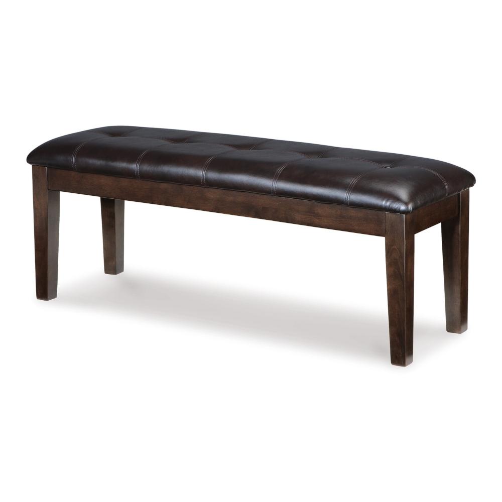 Hado Dining Bench, 49 Inch, Tufted Faux Leather Seat, Dark Brown -BM328212