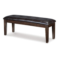 Hado Dining Bench, 49 Inch, Tufted Faux Leather Seat, Dark Brown -BM328212