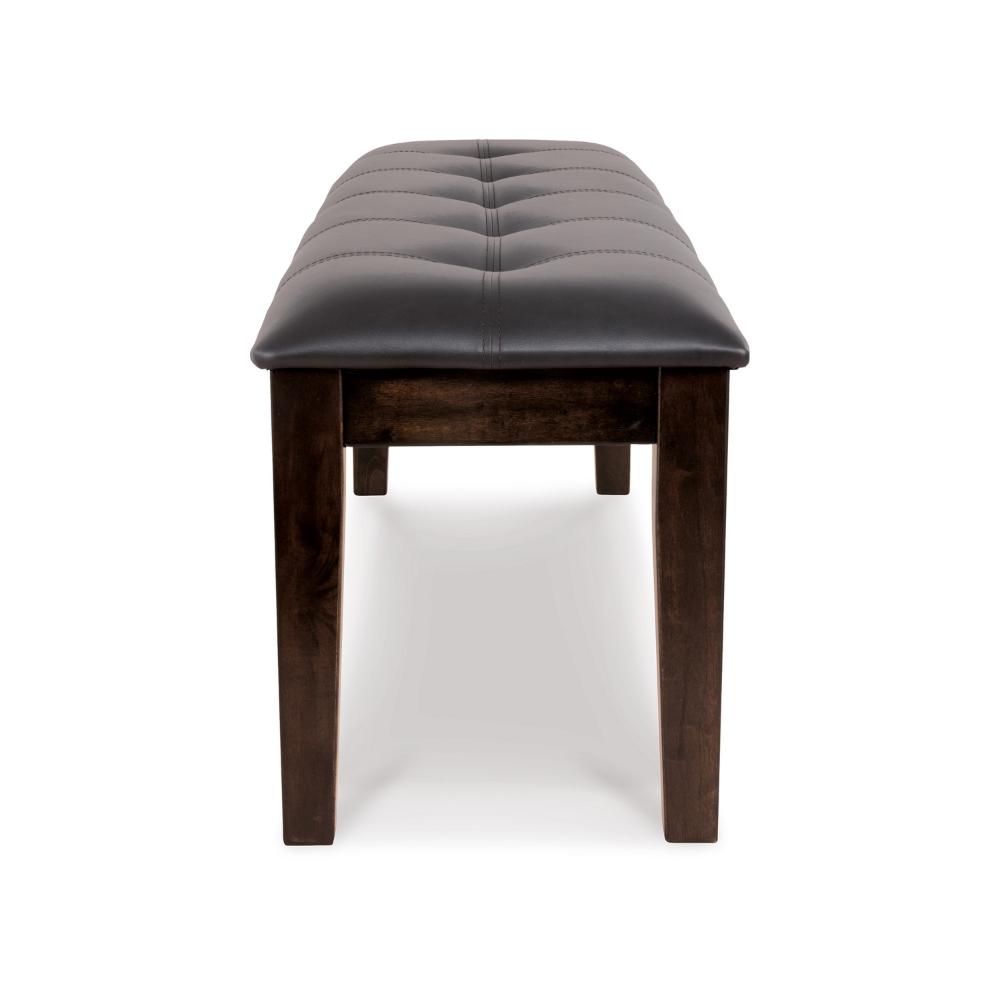 Hado Dining Bench, 49 Inch, Tufted Faux Leather Seat, Dark Brown -BM328212