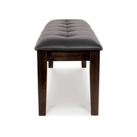 Hado Dining Bench, 49 Inch, Tufted Faux Leather Seat, Dark Brown -BM328212