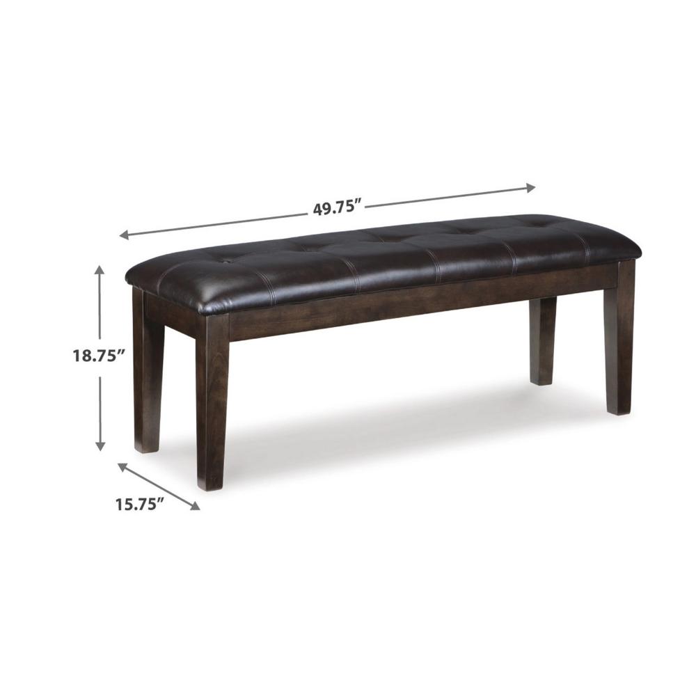Hado Dining Bench, 49 Inch, Tufted Faux Leather Seat, Dark Brown -BM328212