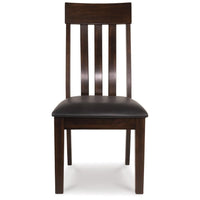 Hado Dining Chair Set of 2, Dark Brown Faux Leather Seat, Slatted Back -BM328213