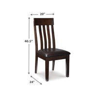 Hado Dining Chair Set of 2, Dark Brown Faux Leather Seat, Slatted Back -BM328213