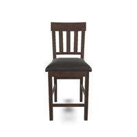 Hado Counter Height Chair Set of 2, Brown Faux Leather, Slatted Back -BM328214