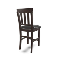 Hado Counter Height Chair Set of 2, Brown Faux Leather, Slatted Back -BM328214