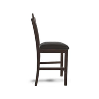 Hado Counter Height Chair Set of 2, Brown Faux Leather, Slatted Back -BM328214