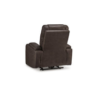 Scon Power Recliner Chair, 37 Inch, LED Light, Brown Faux Leather -BM328223