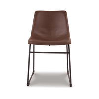 Tia Dining Chair Set of 2, Brown Faux Leather, Bucket Seat, Metal -BM328234