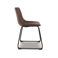 Tia Dining Chair Set of 2, Brown Faux Leather, Bucket Seat, Metal -BM328234