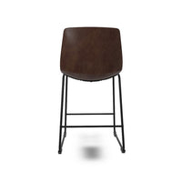 Tia Counter Height Chair Set of 2, Brown Faux Leather, Bucket Seat -BM328235