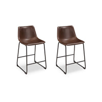 Tia Counter Height Chair Set of 2, Brown Faux Leather, Bucket Seat -BM328235