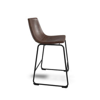 Tia Counter Height Chair Set of 2, Brown Faux Leather, Bucket Seat -BM328235