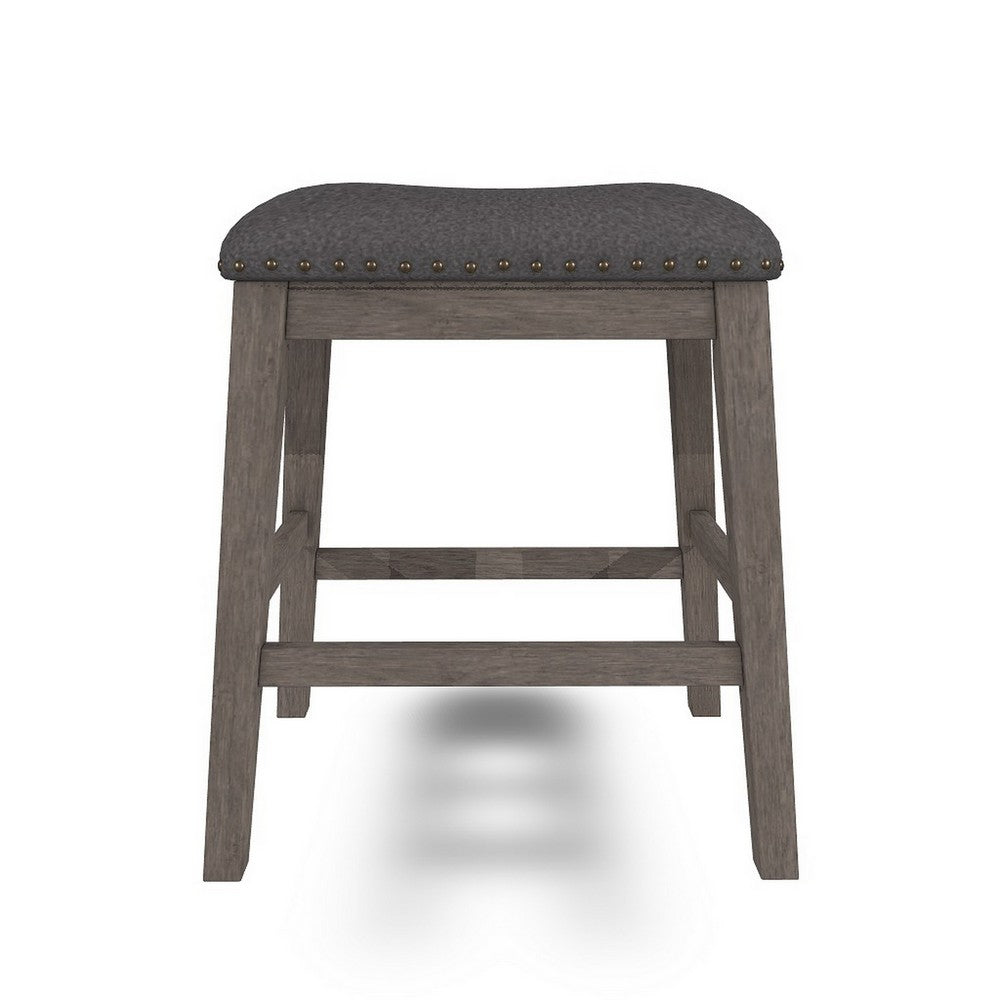 Caity Counter Height Stool Set of 2, Gray Wood Frame, Cushioned Seat -BM328241