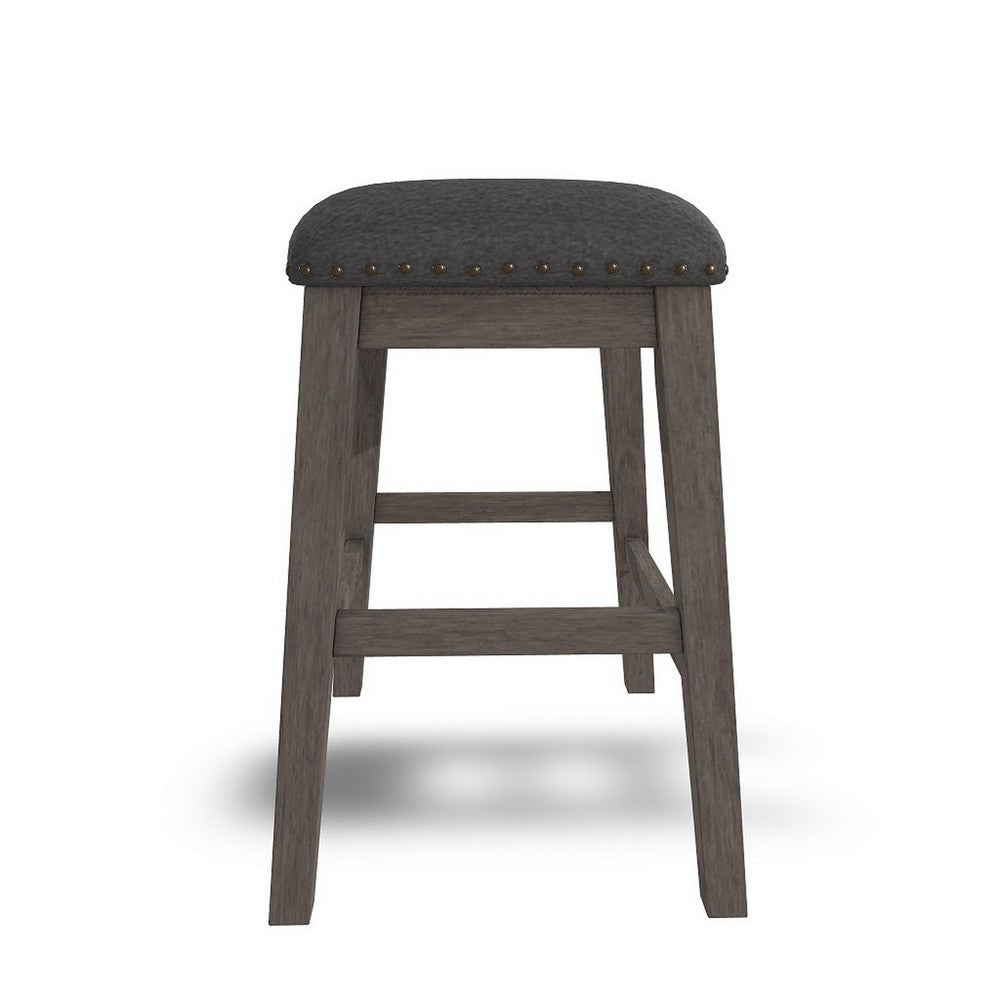 Caity Counter Height Stool Set of 2, Gray Wood Frame, Cushioned Seat -BM328241