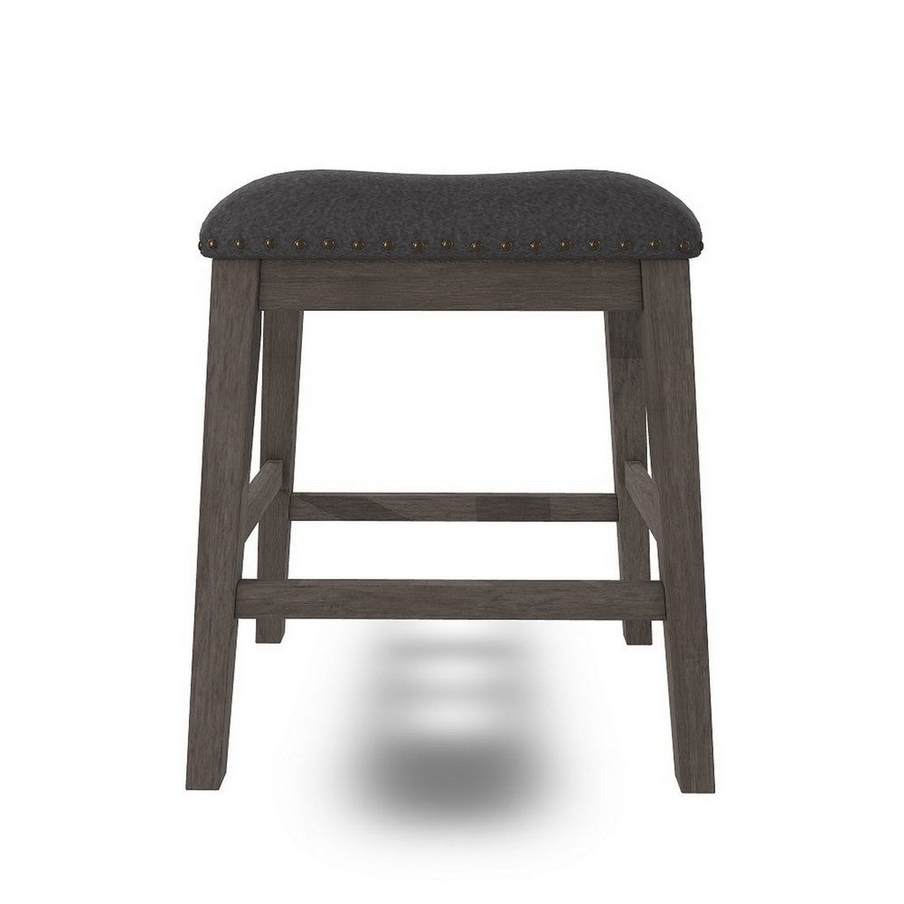 Caity Counter Height Stool Set of 2, Gray Wood Frame, Cushioned Seat -BM328241