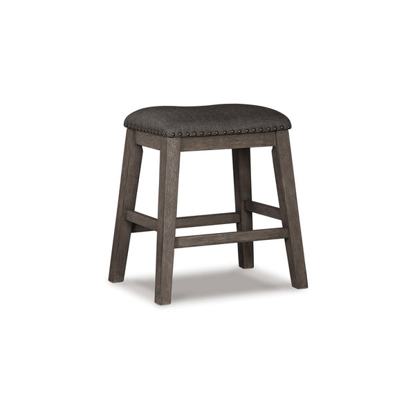 Caity Counter Height Stool Set of 2, Gray Wood Frame, Cushioned Seat -BM328241