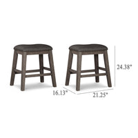 Caity Counter Height Stool Set of 2, Gray Wood Frame, Cushioned Seat -BM328241