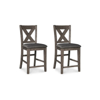 Caity Counter Height Chair Set of 2, Gray Acacia Wood, X Shaped Back -BM328242