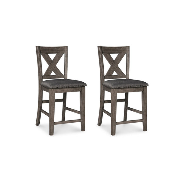 Caity Counter Height Chair Set of 2, Gray Acacia Wood, X Shaped Back -BM328242