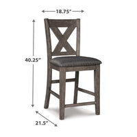 Caity Counter Height Chair Set of 2, Gray Acacia Wood, X Shaped Back -BM328242