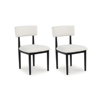 Dae Dining Side Chair Set of 2, White Cushioned Seat, Black Wood Legs
