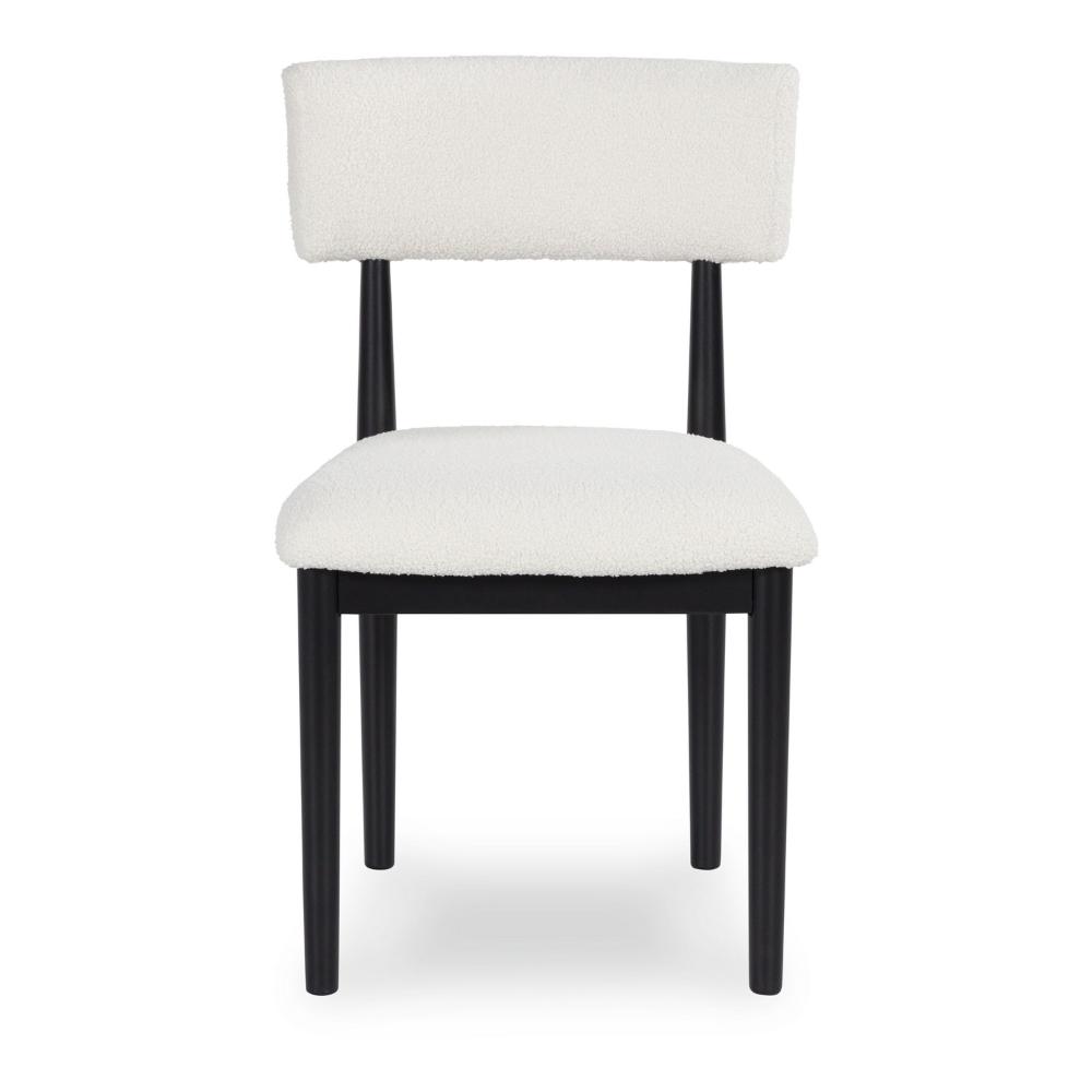Dae Dining Side Chair Set of 2, White Cushioned Seat, Black Wood Legs -BM328252