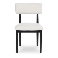 Dae Dining Side Chair Set of 2, White Cushioned Seat, Black Wood Legs -BM328252