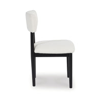 Dae Dining Side Chair Set of 2, White Cushioned Seat, Black Wood Legs -BM328252