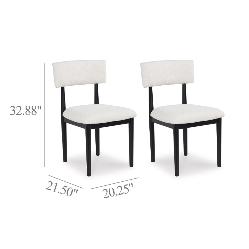 Dae Dining Side Chair Set of 2, White Cushioned Seat, Black Wood Legs -BM328252