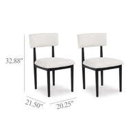 Dae Dining Side Chair Set of 2, White Cushioned Seat, Black Wood Legs -BM328252