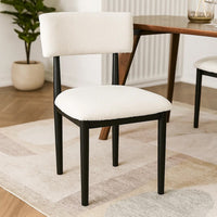 Dae Dining Side Chair Set of 2, White Cushioned Seat, Black Wood Legs -BM328252